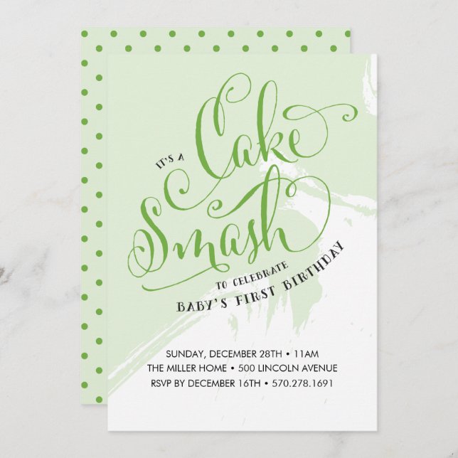 Kuchen-Zertrümmern-Geburtstags-Einladung, neutrale Einladung (Vorne/Hinten)