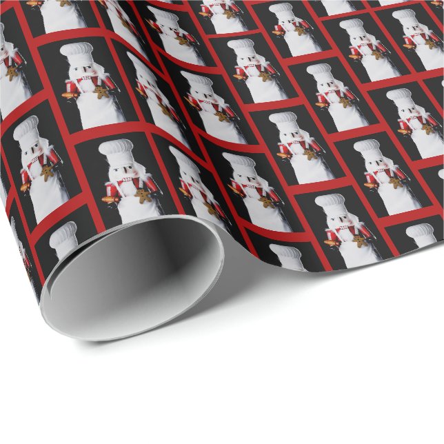Küchenchef Nussknacker Muster Geschenkpapier (Rolleneckpunkt)