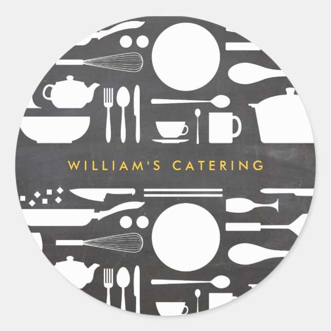 KüchenCollage auf Chalkboard Hintergrundaufkleber Runder Aufkleber (Vorderseite)