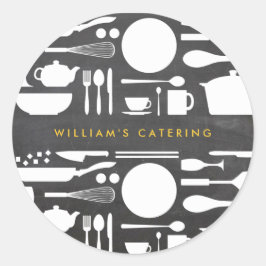 KüchenCollage auf Chalkboard Hintergrundaufkleber Runder Aufkleber