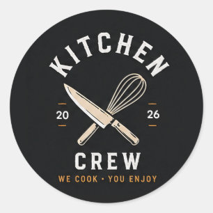 🔪 Küchencrew Restaurant Personal Logo 🔪 Runder Aufkleber