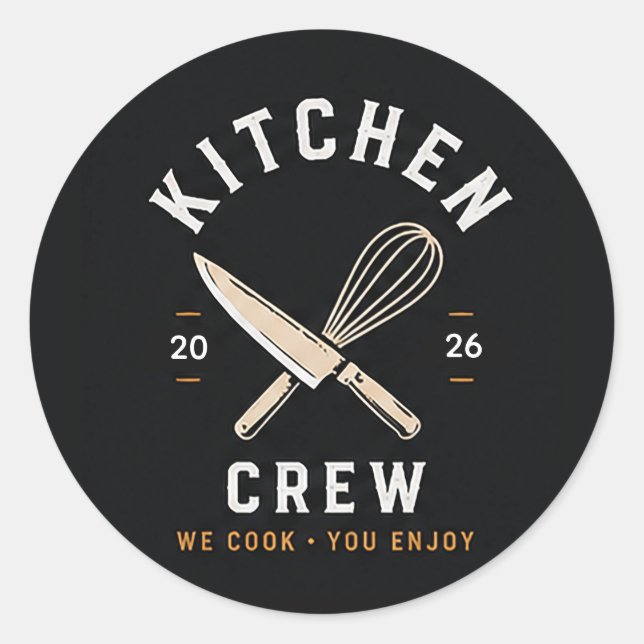 🔪 Küchencrew Restaurant Personal Logo 🔪 Runder Aufkleber (Vorderseite)