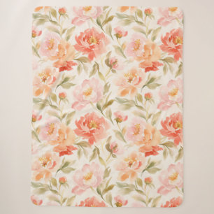 Küchendekor Helles Korallenorange Blumenmuster Sherpadecke
