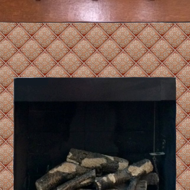 Küchenfliesen, Kupfer und Schiefer Fliese (Slate and copper ovate leaf tile on a fireplace)