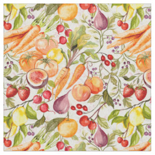 Küchengarten Ernte Wasserfarbe Obst & Gemüse Stoff