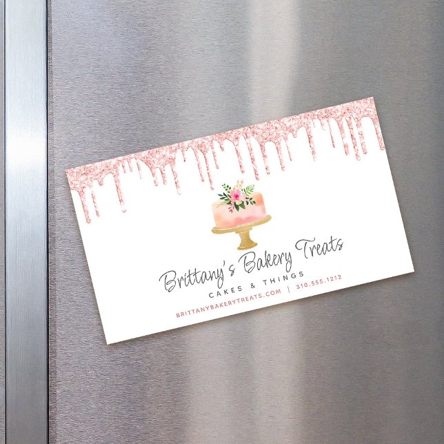 Kuchengebäck Rosa Glitzer Tropfen Konditorei Koch Magnetische Visitenkarte (Von Creator hochgeladen)