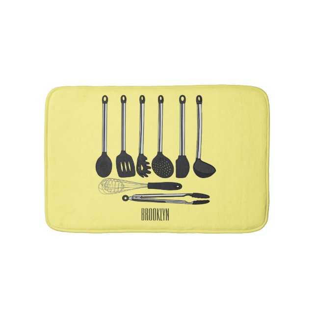 Küchengeräte-Cartoon-Abbildung Badematte (Vorderseite)