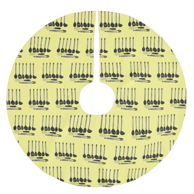 Küchengeräte-Cartoon-Abbildung Polyester Weihnachtsbaumdecke (Vorderseite)