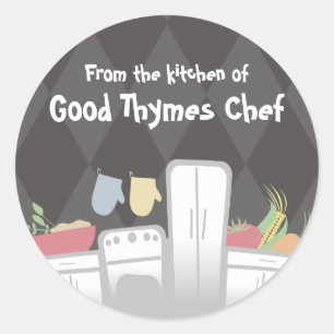 Küchengeräte Gemüsekräuter verpacken... Runder Aufkleber