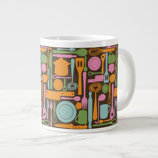 Küchengeräte Muster 3 Jumbo-Tasse (Vorderseite Rechts)