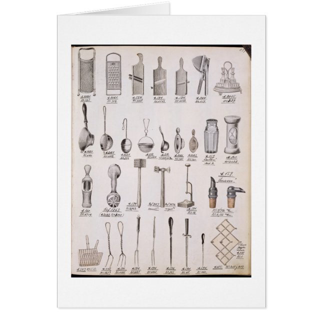 Küchengeräte, von einem Geschäftskatalog von (Vorne)