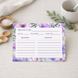 Küchengeschenk Elegante lila florale Rezeptkarte