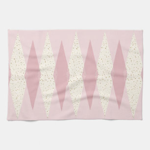 Küchenhandtuch im Mid-Century-Modern-Stil mit rosa Geschirrtuch