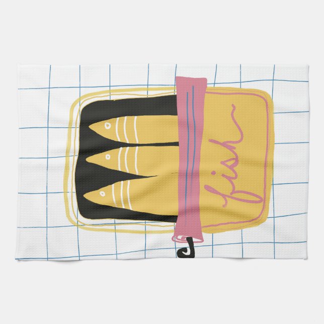 Küchenhandtuch mit Dosenfisch Geschirrtuch (Horizontal)