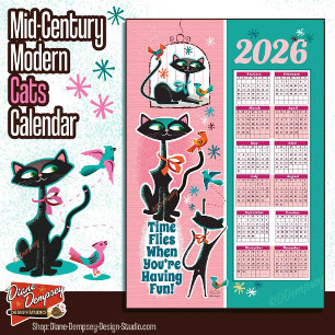 Küchenhandtuch mit Katzenkalender im Stil der Mitt Geschirrtuch