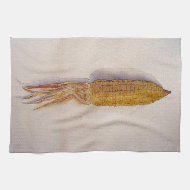 Küchenhandtuch mit Mais im Aquarell Handtuch (Horizontal)