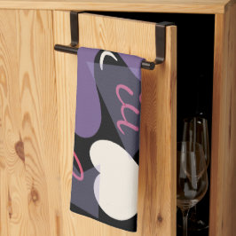 Küchenhandtuch rückwärts. Schwarz, weiß, lila, ros Geschirrtuch