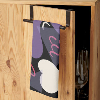 Küchenhandtuch rückwärts. Schwarz, weiß, lila, ros Geschirrtuch