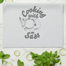 Küchenhandtuch weiches Grau mit Sass beim Kochen