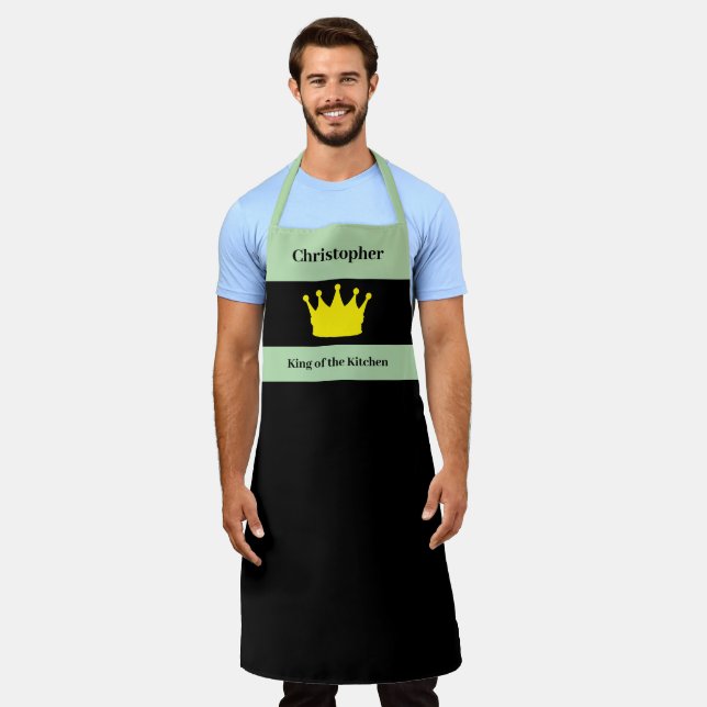 Küchenkönig Name Krone grün Schürze (Getragen)