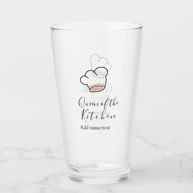 Küchenkönigin Chef kocht add name Krone  Glas (Vorderseite)