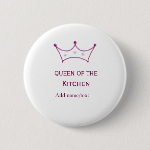 Küchenkönigin Mauve Krone Koch Chef Name Button