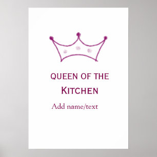 Küchenkönigin Mauve Krone Koch Chef Name Poster