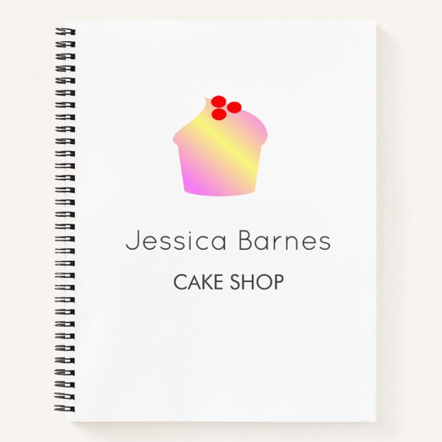 Kuchenkuchen Silhouette weiß Notizbuch (Vorderseite)