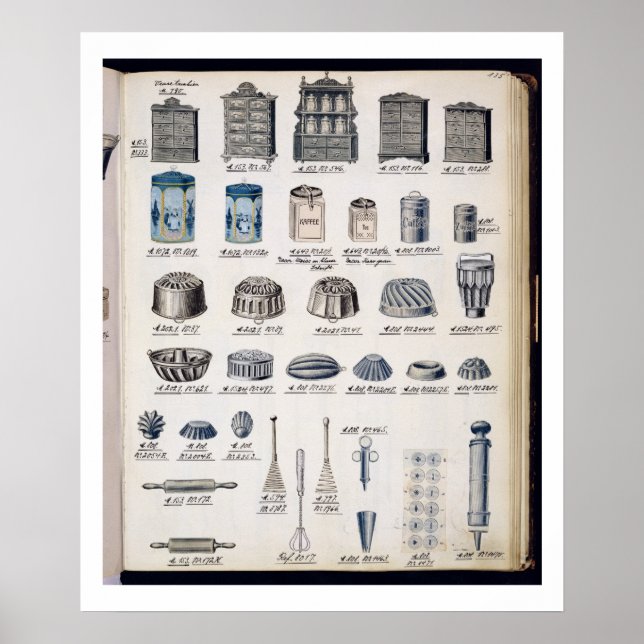 Küchenlager und Küchenutensilien aus einem Fachkat Poster (Vorne)