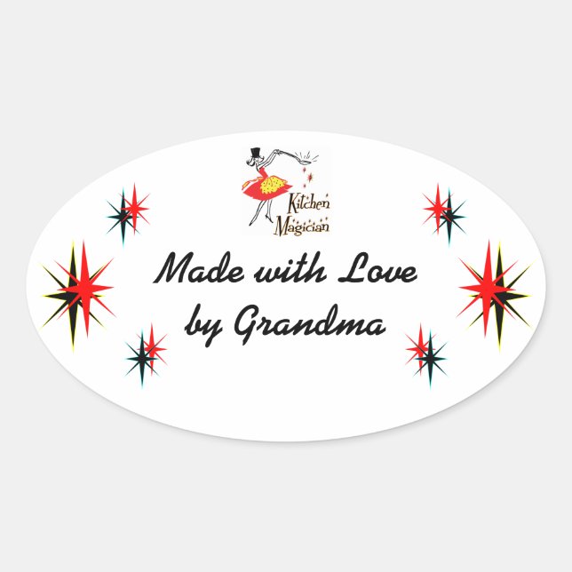 Küchenmagier Custom Retro Kochsticker Ovaler Aufkleber (Vorderseite)