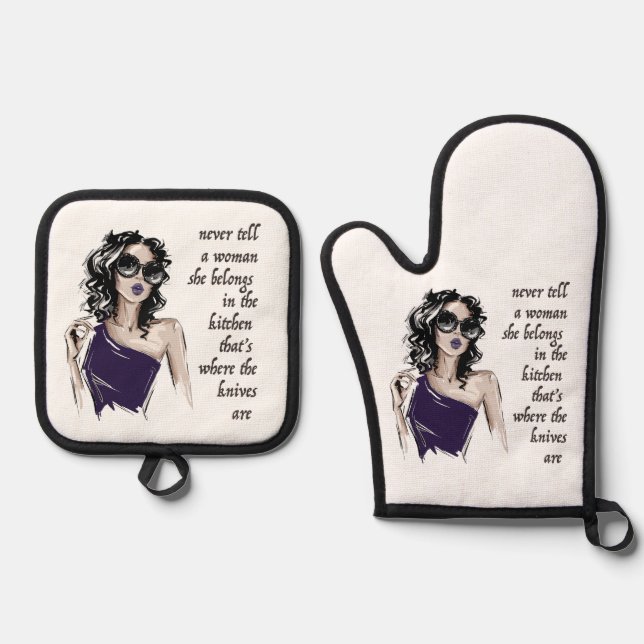 Küchenmesser gehören dazu ofenhandschuh & Topflappen-Set (Vorderseite)