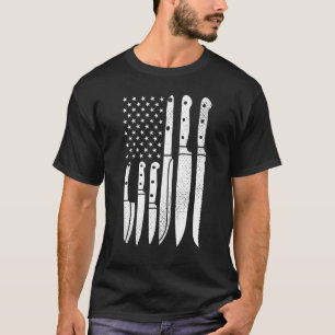 Küchenmesser Kochutensilien Kochen US-Flagge J T-Shirt