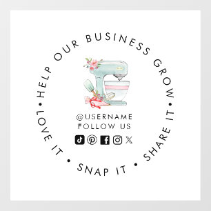 Kuchenmischer Bäckerei Soziale Medien folgen Fenst Fensteraufkleber