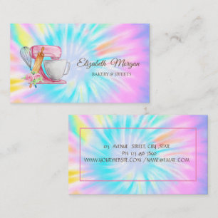 Kuchenmischer,Schneebesen,Nudelholz Blumen Tie-Dye Visitenkarte