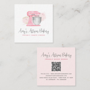 Küchenmixer Blush Pink QR-Code Bäckerei Koch Quadratische Visitenkarte