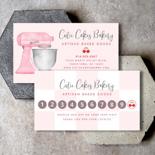 Küchenmixer Blush Rosa Weiß Kariert Bäckerei Treuekarte