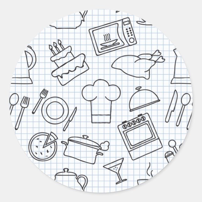 Küchenmuster 4 runder aufkleber (Vorderseite)