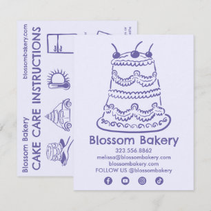 Kuchenpflegekarten-Anweisungen Bäckerei Hochzeit G Dankeskarte