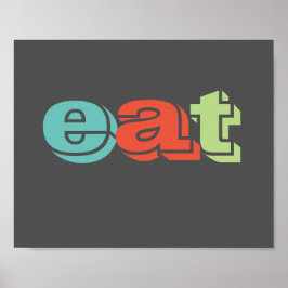 Küchenplakat essen farbigen Text auf Holzkohle gra Poster