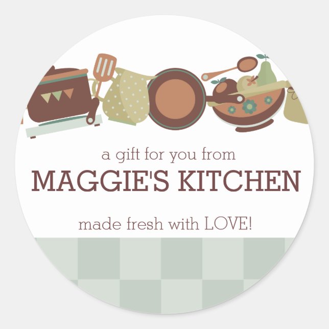 Küchentöpfe Küchenutensilien Kochen Catering Koch Runder Aufkleber (Vorderseite)