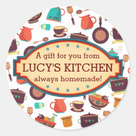 Küchentöpfe Küchenutensilien Kochen Catering Koch Runder Aufkleber