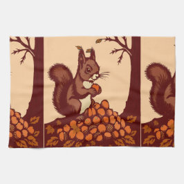🐿️ Küchentuch Eichhörnchen im Herbst – Trockentuc