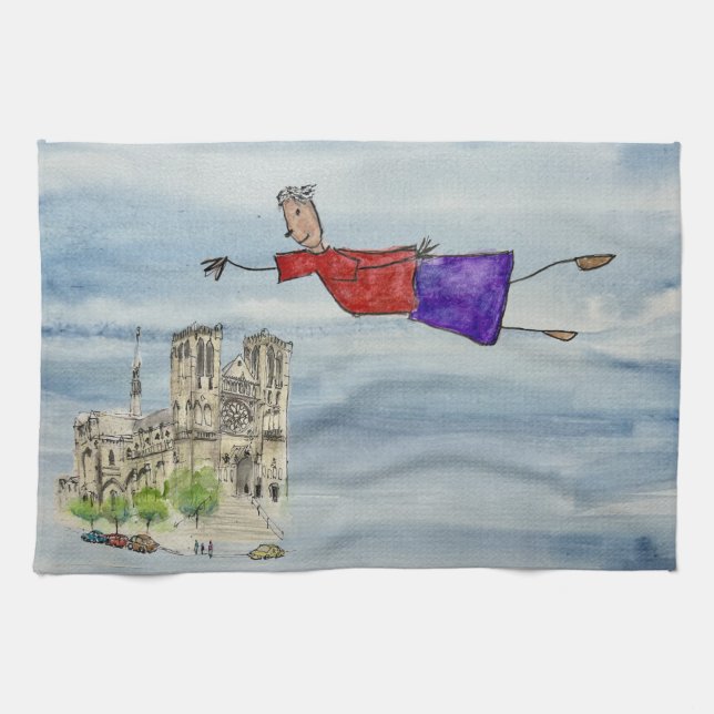 Küchentuch: Fliegende Joanna und Grace Cathedral Geschirrtuch (Horizontal)