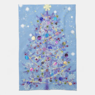 Küchentuch mit dekoriertem Weihnachtsbaum