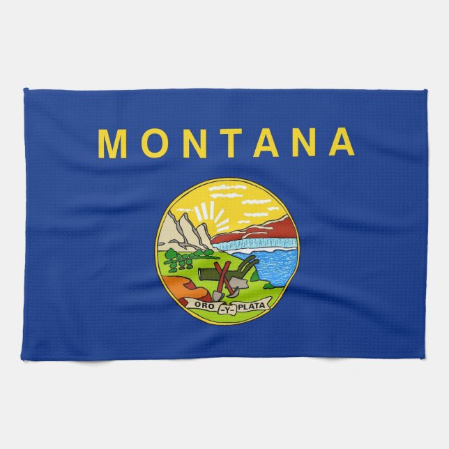 Küchentuch mit Fahne von Montana, USA. (Horizontal)