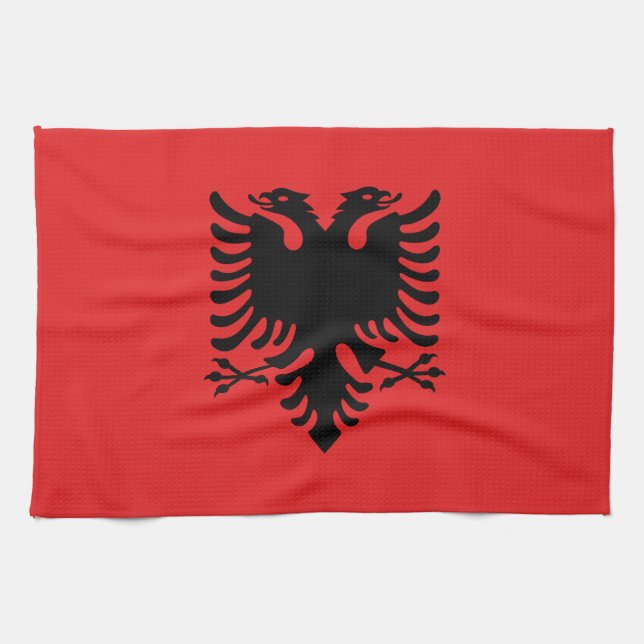 Küchentuch mit Flagge Albaniens (Horizontal)