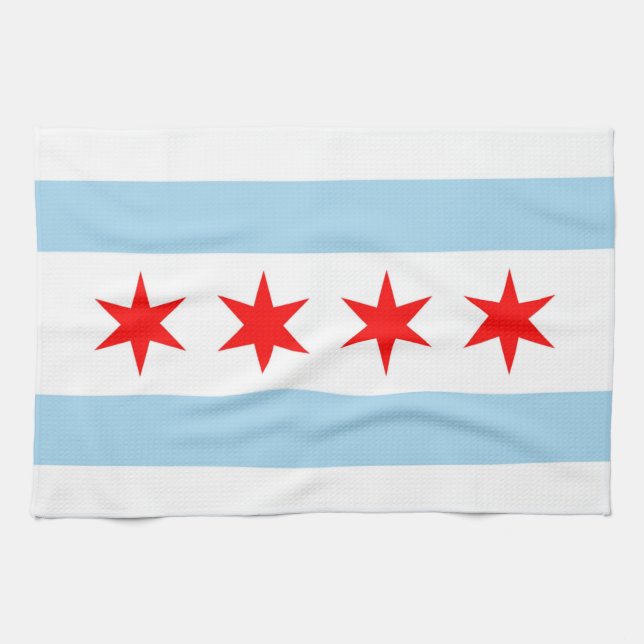 Küchentuch mit Flagge von Chicago, Illinois (Horizontal)