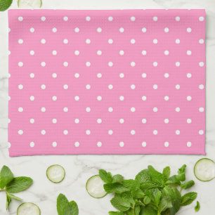 Küchentuch/Rosa mit weißen Polka-Punkten Geschirrtuch