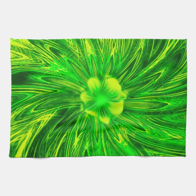 Küchentücher Abstrakt Lines Grüne Blume (Horizontal)