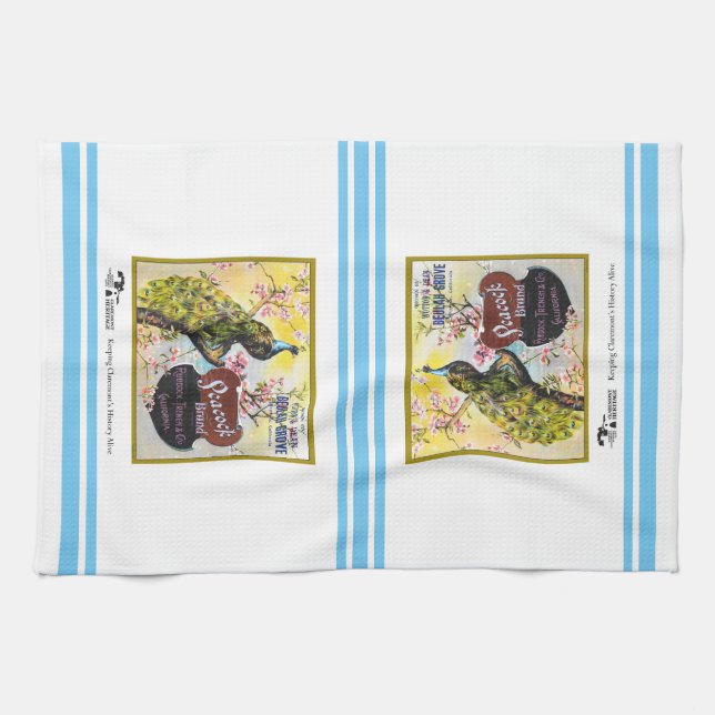 Küchentücher - Etikett für Pfauenfruchtkästen (Horizontal)